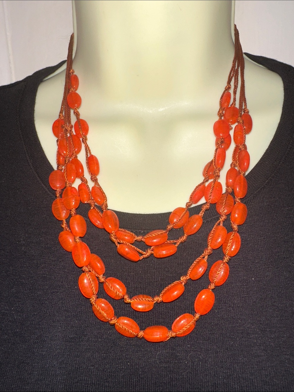 Multi-Strand Orange Bead Necklace